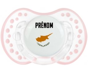 Drapeau effet pinceau Chypre avec prénom Sucette LOVI Dynamic Retro-blanc-rose-tendre classique
