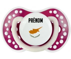 Drapeau effet pinceau Chypre avec prénom Sucette LOVI Dynamic Fuchsia phosphorescente