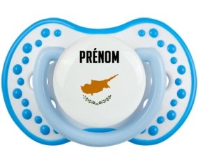 Drapeau effet pinceau Chypre avec prénom Sucette LOVI Dynamic Blanc-bleu phosphorescente