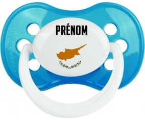 Drapeau effet pinceau Chypre avec prénom Tétine Anatomique Cyan classique