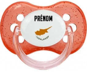 Drapeau effet pinceau Chypre avec prénom Sucette Cerise Rouge à paillette