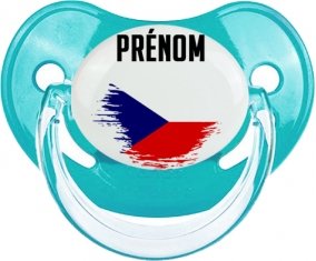 Drapeau effet pinceau République Tchèque avec prénom : Sucette Physiologique personnalisée