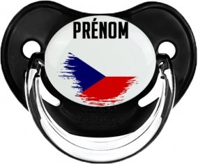 Drapeau effet pinceau République Tchèque avec prénom Sucette Physiologique Noir classique