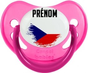 Drapeau effet pinceau République Tchèque avec prénom Sucette Physiologique Rose phosphorescente