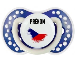 Drapeau effet pinceau République Tchèque avec prénom Sucette LOVI Dynamic Bleu-marine phosphorescente