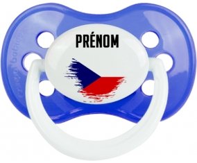 Drapeau effet pinceau République Tchèque avec prénom : Sucette Anatomique personnalisée