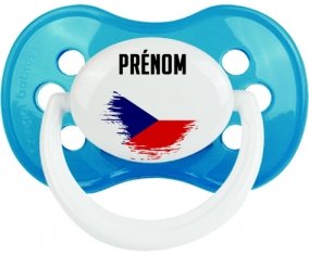 Drapeau effet pinceau République Tchèque avec prénom Sucette Anatomique Cyan classique
