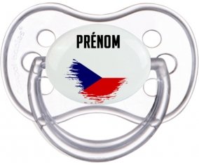Drapeau effet pinceau République Tchèque avec prénom Sucette Anatomique Transparente classique