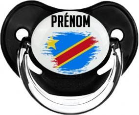 Drapeau effet pinceau République Démocratique du Congo avec prénom Tétine Physiologique Noir classique