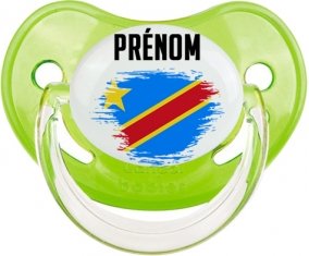 Drapeau effet pinceau République Démocratique du Congo avec prénom Tétine Physiologique Vert classique