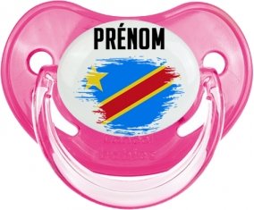 Drapeau effet pinceau République Démocratique du Congo avec prénom Tétine Physiologique Rose classique