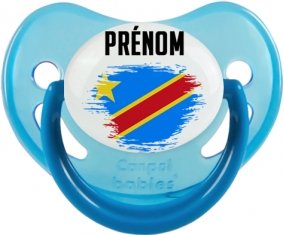 Drapeau effet pinceau République Démocratique du Congo avec prénom Tétine Physiologique Bleue phosphorescente