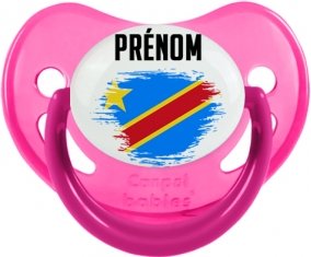 Drapeau effet pinceau République Démocratique du Congo avec prénom Tétine Physiologique Rose phosphorescente