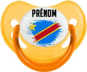 Drapeau effet pinceau République Démocratique du Congo avec prénom Tétine Physiologique Jaune phosphorescente