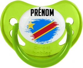 Drapeau effet pinceau République Démocratique du Congo avec prénom Tétine Physiologique Vert phosphorescente