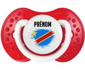 Drapeau effet pinceau République Démocratique du Congo avec prénom Sucete LOVI Dynamic Blanc-rouge classique