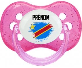 Drapeau effet pinceau République Démocratique du Congo avec prénom Sucete Cerise Rose à paillette