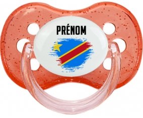Drapeau effet pinceau République Démocratique du Congo avec prénom Sucete Cerise Rouge à paillette