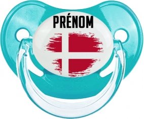 Drapeau effet pinceau Danemark avec prénom : Sucette Physiologique personnalisée