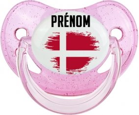 Drapeau effet pinceau Danemark avec prénom Sucete Physiologique Rose à paillette