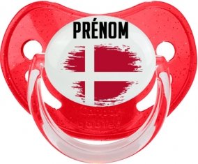 Drapeau effet pinceau Danemark avec prénom Sucete Physiologique Rouge à paillette