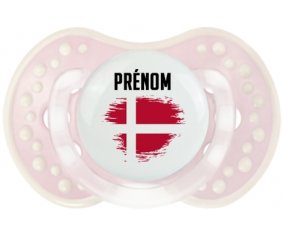 Drapeau effet pinceau Danemark avec prénom Tétine LOVI Dynamic Retro-rose-tendre classique