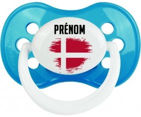Drapeau effet pinceau Danemark avec prénom Sucette Anatomique Cyan classique