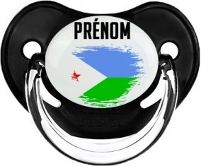 Drapeau effet pinceau Djibouti avec prénom Sucette Physiologique Noir classique