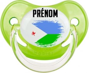 Drapeau effet pinceau Djibouti avec prénom Sucette Physiologique Vert classique