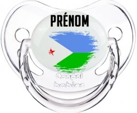 Drapeau effet pinceau Djibouti avec prénom Sucette Physiologique Transparent classique