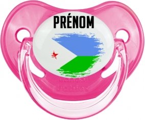 Drapeau effet pinceau Djibouti avec prénom Sucette Physiologique Rose classique