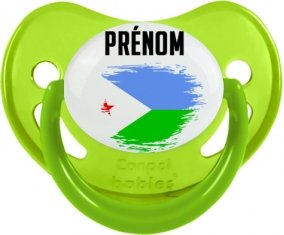 Drapeau effet pinceau Djibouti avec prénom Sucette Physiologique Vert phosphorescente