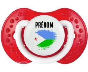 Drapeau effet pinceau Djibouti avec prénom Sucette LOVI Dynamic Blanc-rouge classique