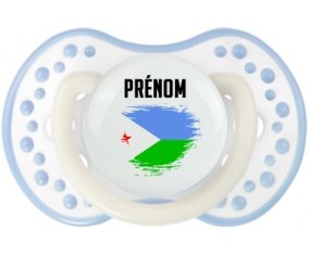 Drapeau effet pinceau Djibouti avec prénom Sucette LOVI Dynamic Blanc-cyan classique
