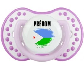 Drapeau effet pinceau Djibouti avec prénom Sucette LOVI Dynamic Blanc-mauve classique