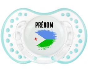 Drapeau effet pinceau Djibouti avec prénom Sucette LOVI Dynamic Retro-blanc-lagon classique