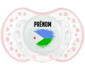 Drapeau effet pinceau Djibouti avec prénom Sucette LOVI Dynamic Retro-blanc-rose-tendre classique
