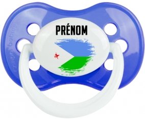 Drapeau effet pinceau Djibouti avec prénom Tétine Anatomique Bleu classique