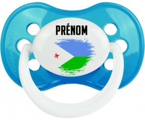 Drapeau effet pinceau Djibouti avec prénom Tétine Anatomique Cyan classique