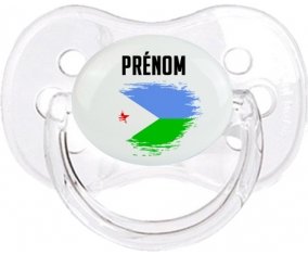 Drapeau effet pinceau Djibouti avec prénom Sucette Cerise Transparent classique