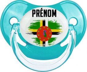 Drapeau effet pinceau Dominique avec prénom : Sucette Physiologique personnalisée