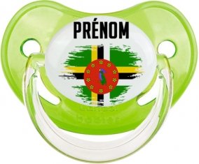 Drapeau effet pinceau Dominique avec prénom Sucette Physiologique Vert classique
