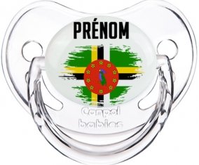 Drapeau effet pinceau Dominique avec prénom Sucette Physiologique Transparent classique