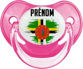 Drapeau effet pinceau Dominique avec prénom Sucette Physiologique Rose classique