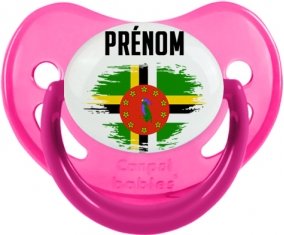 Drapeau effet pinceau Dominique avec prénom Sucette Physiologique Rose phosphorescente