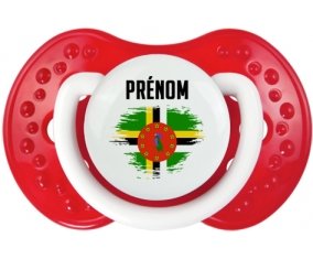 Drapeau effet pinceau Dominique avec prénom Sucette LOVI Dynamic Blanc-rouge classique