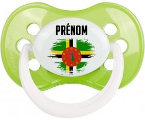 Drapeau effet pinceau Dominique avec prénom Sucette Anatomique Vert classique