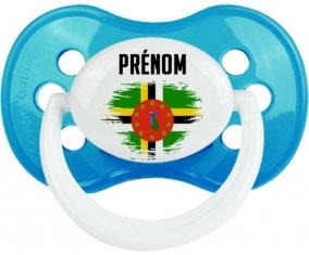 Drapeau effet pinceau Dominique avec prénom Sucette Anatomique Cyan classique