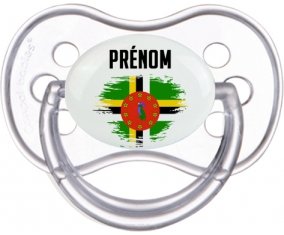 Drapeau effet pinceau Dominique avec prénom Sucette Anatomique Transparente classique