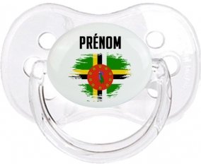Drapeau effet pinceau Dominique avec prénom Tétine Cerise Transparent classique